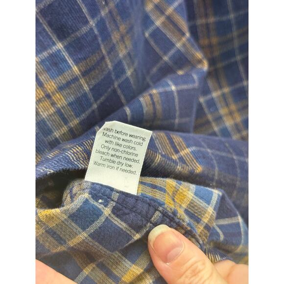 Upcycled Flannel & Denim Button-Up Shirt - Men's Large - Picture 9 of 10